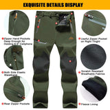 Men's Fleece-Lined Ski Pants - Water-Resistant, 4 Zip Pockets