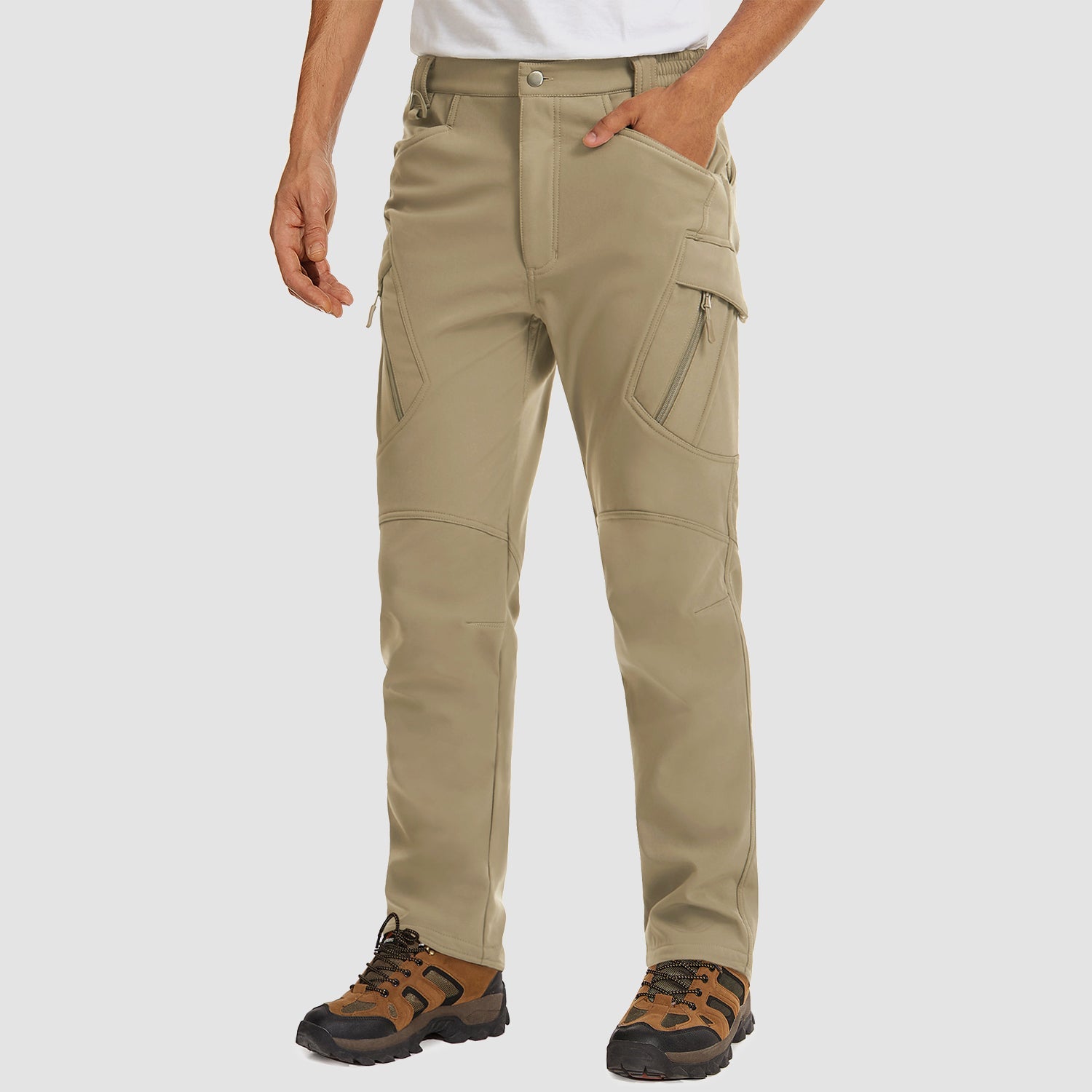 Men's Tactical Pants, 9 Pockets, Fleece Lined, Water Repellent