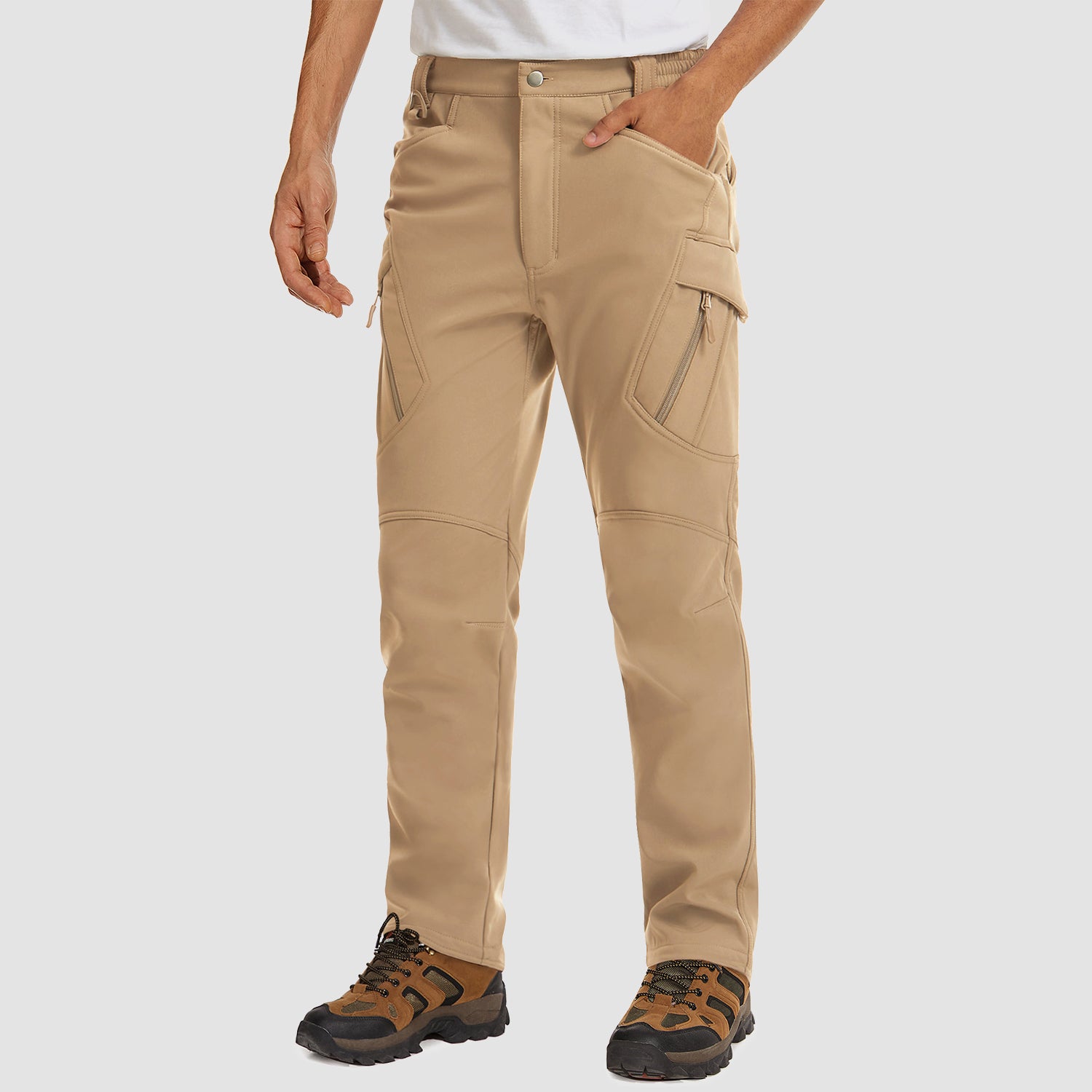 Men's Tactical Pants, 9 Pockets, Fleece Lined, Water Repellent