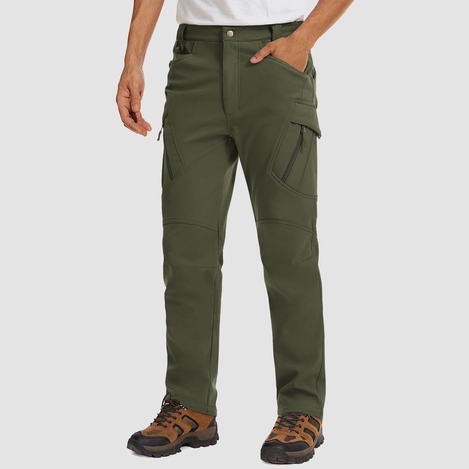 Men's Tactical Pants, 9 Pockets, Fleece Lined, Water Repellent