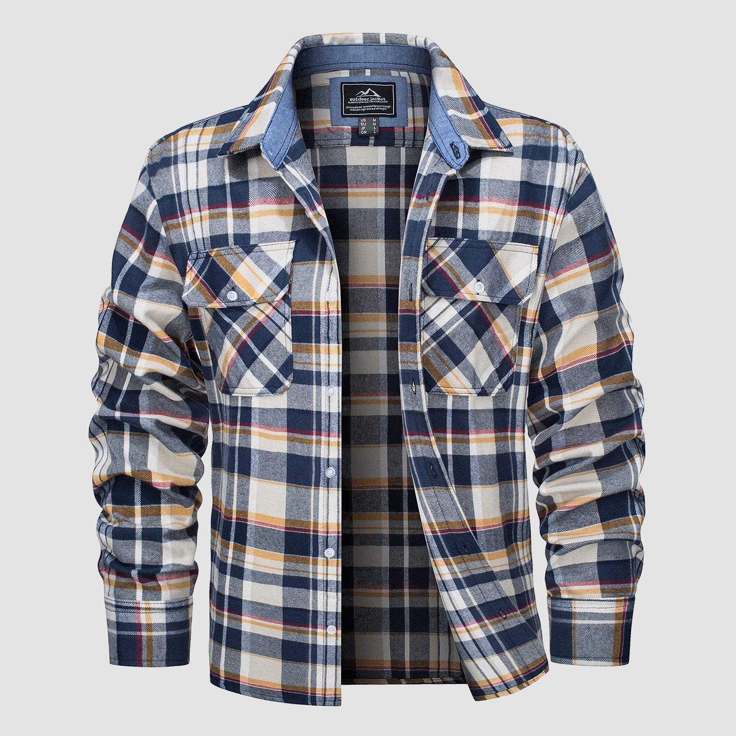 Men's Long Sleeve Cotton Plaid Flannel Shirt