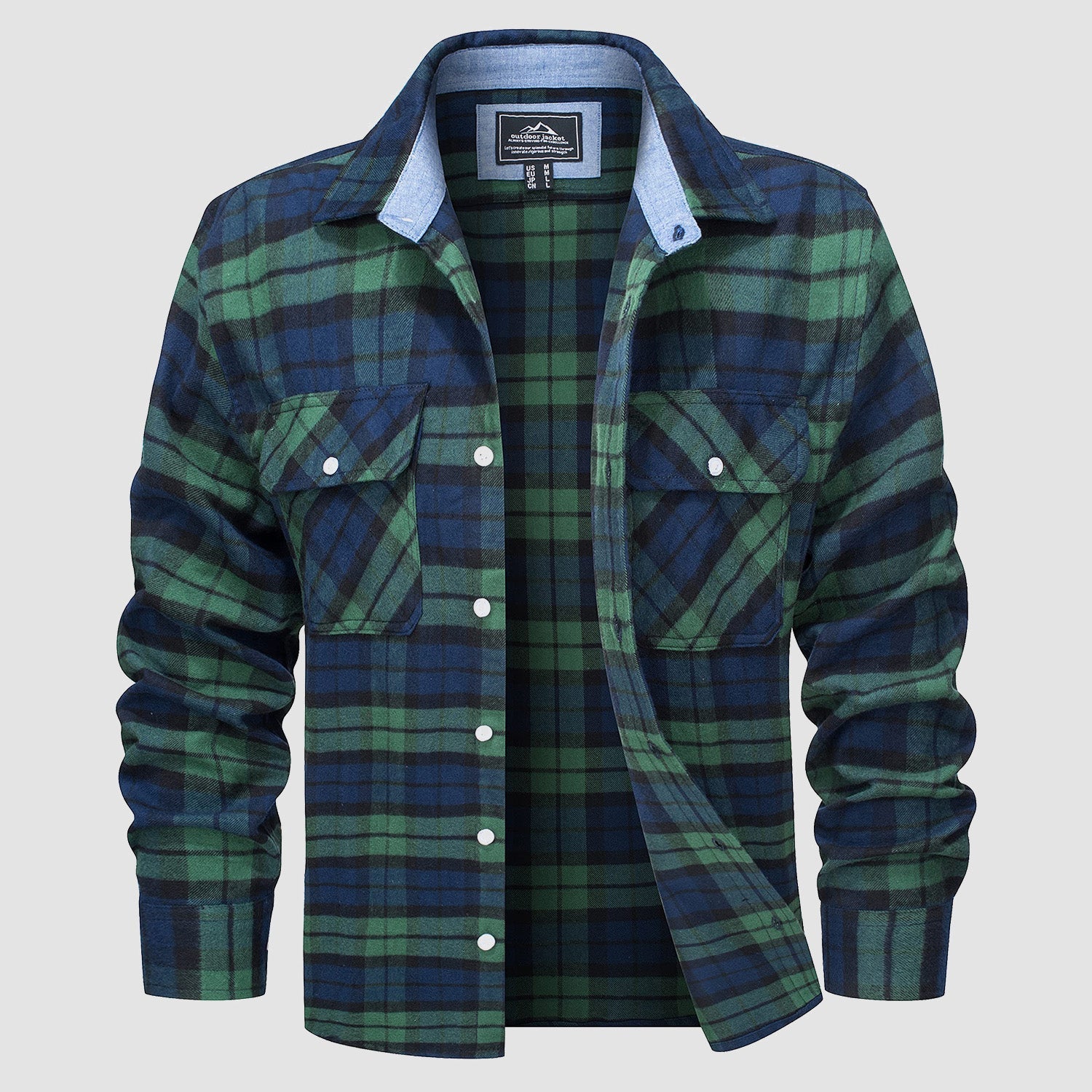Men's Long Sleeve Cotton Plaid Flannel Shirt