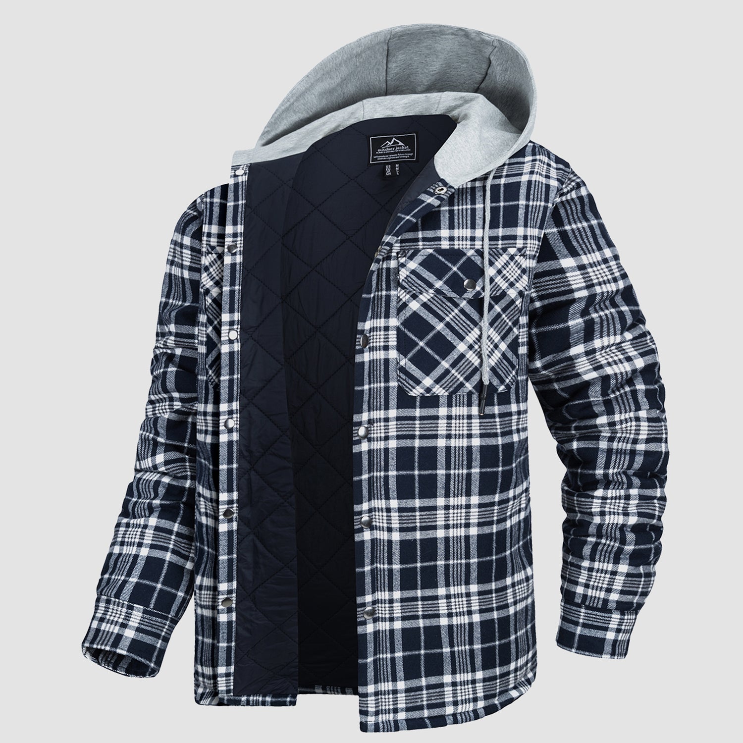 Men's Quilted Flannel Jacket with Hood – Warm & Casual