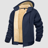 Men's Fleece Lined Zipper Hoodie Jacket - Warm Winter Coat
