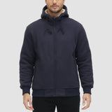 Men's Fleece Lined Zipper Hoodie Jacket - Warm Winter Coat