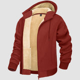 Men's Fleece Lined Zipper Hoodie Jacket - Warm Winter Coat