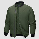 Men's Winter Bomber Jacket, Quilted & Windproof Zip-Up Coa