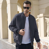 Men's Winter Bomber Jacket, Quilted & Windproof Zip-Up Coa