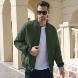 Men's Winter Bomber Jacket, Quilted & Windproof Zip-Up Coa