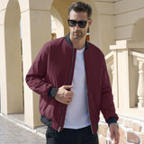 Men's Winter Bomber Jacket, Quilted & Windproof Zip-Up Coa