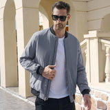 Men's Winter Bomber Jacket, Quilted & Windproof Zip-Up Coa