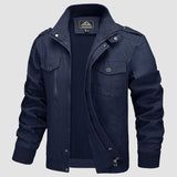 Men's Lightweight Cotton Cargo Jacket with Zip Pockets