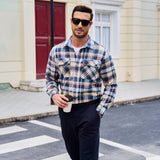 Men's Long Sleeve Cotton Plaid Flannel Shirt