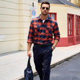 Men's Long Sleeve Cotton Plaid Flannel Shirt