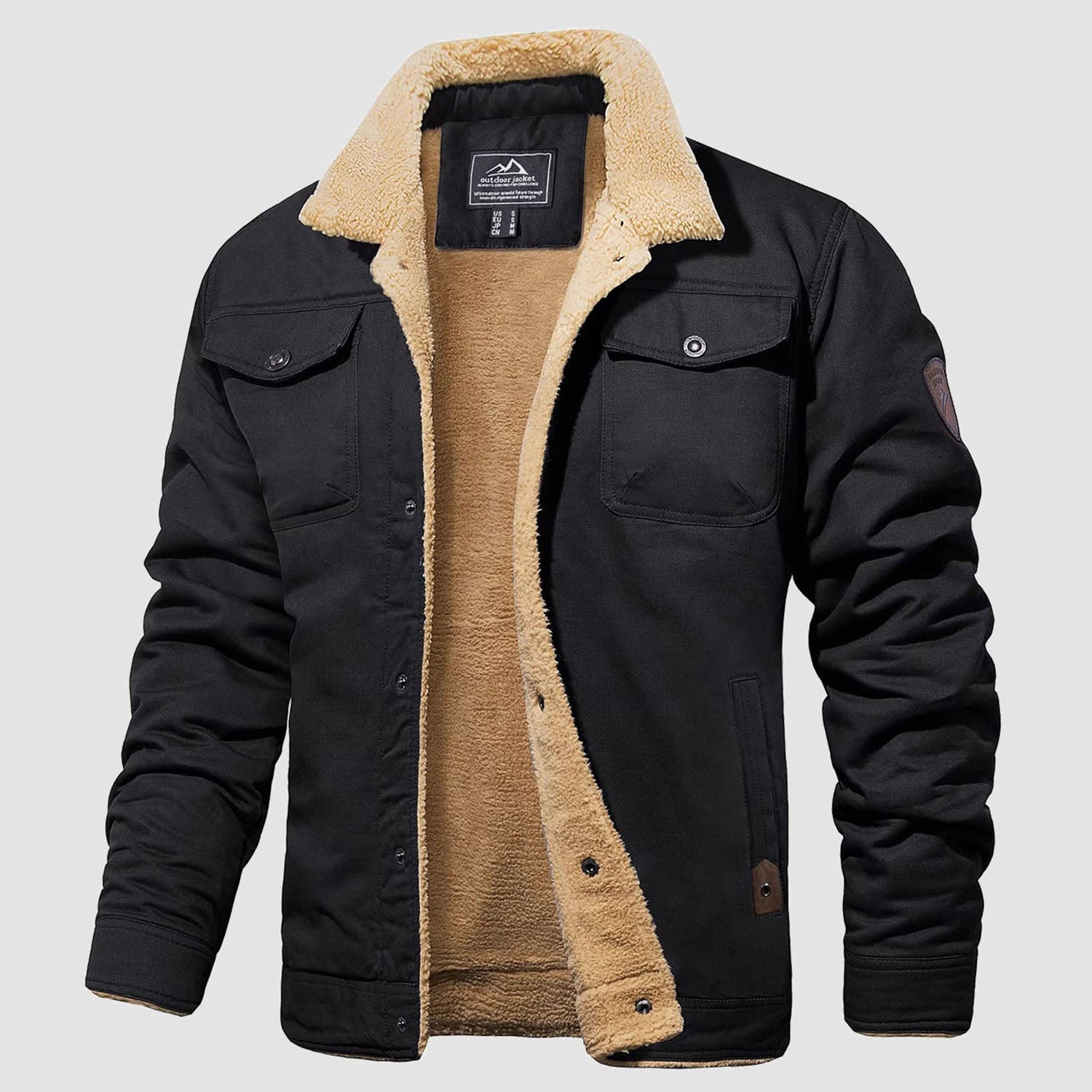 Men's Sherpa Lined Jacket with Multi Pockets