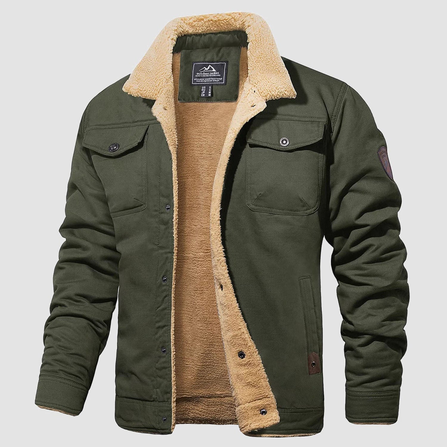 Men's Sherpa Lined Jacket with Multi Pockets