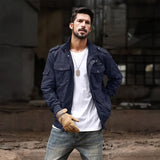 Men's Tactical Cargo Jackets Stand Collar Cotton Casual Jacket